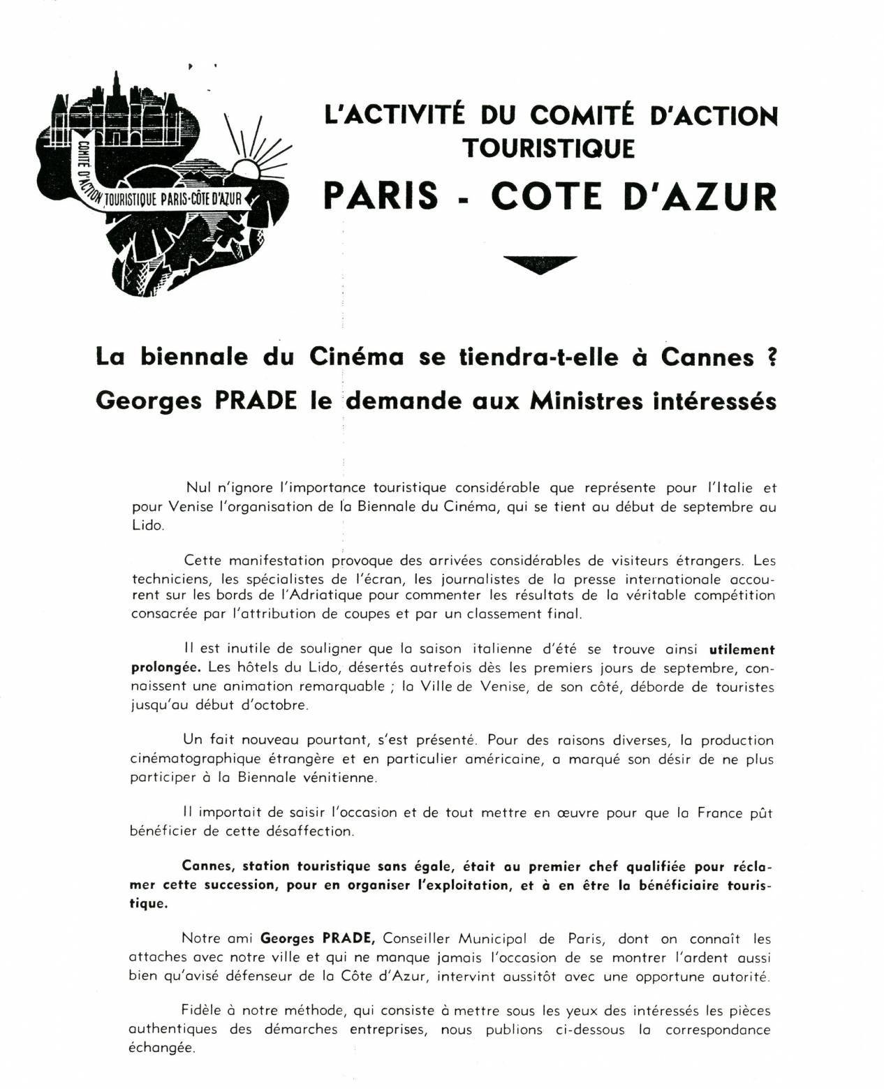 Correspondance de Georges Prade