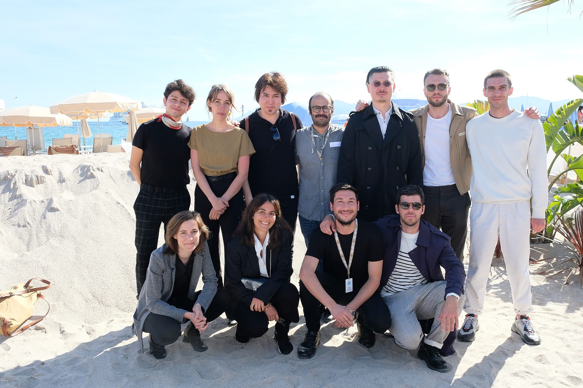 Les réalisateurs de La Résidence de la Cinéfondation (sessions automne 2018 et printemps 2019)  au pavillon du CNC sur la plage du Gray d'Albion à Cannes